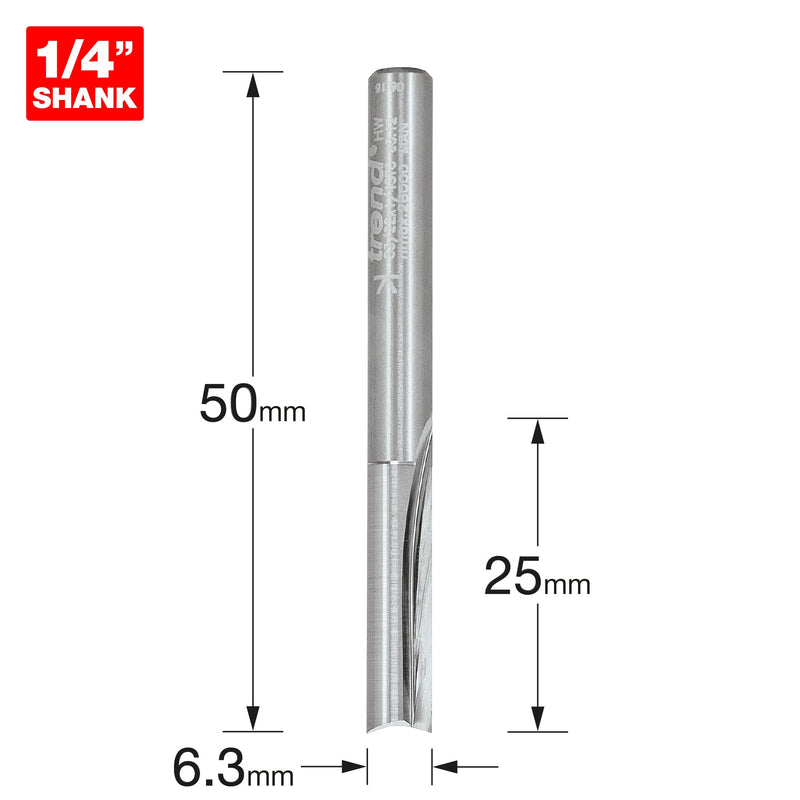 Trend Tools S3/22X1/4STC Two Flute Cutter 6.3Mm Diameter