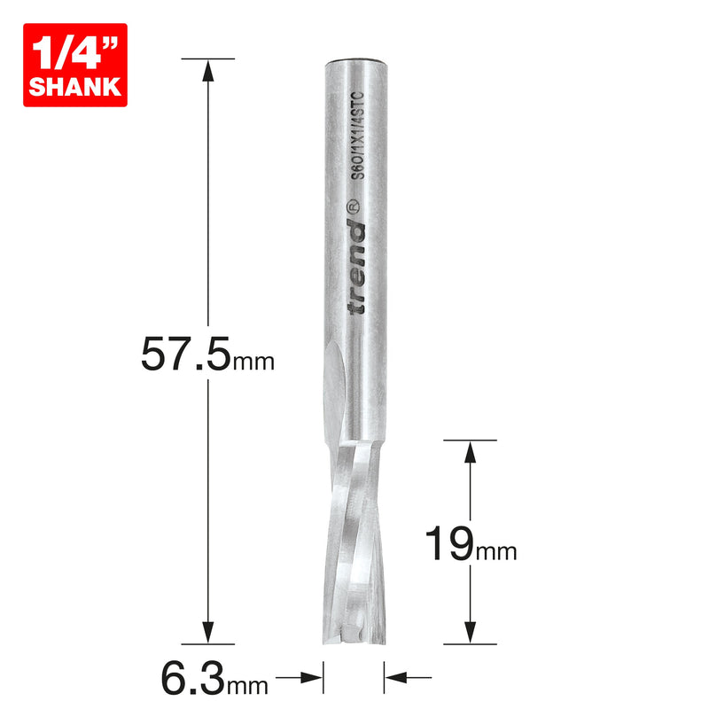 Trend Tools S60/1X1/4STC Acrylic Spiral Upcut 6.3Mm Diameter