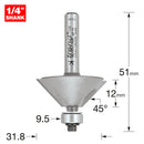 Trend Tools 46/37X1/4TC Bearing Guided Chamfer Cutter 45 Degrees