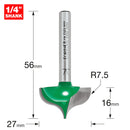 Trend Tools C142X1/4TC Ogee Mould 7.5Mm Radius X 27Mm Diameter