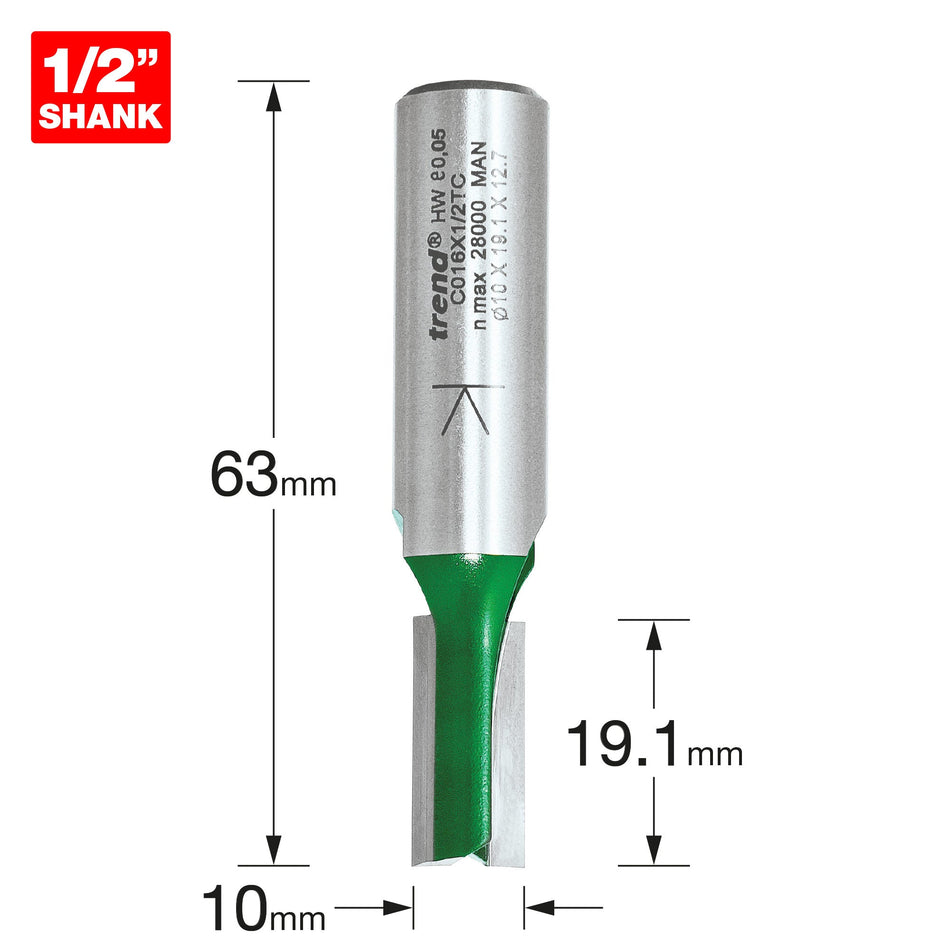 Trend Tools C016X1/2TC Two Flute Cutter 10Mm Diameter