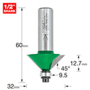 Trend Tools C049X1/2TC Self Guided Chamfer Angle=45 Degrees X 12.7Mm Cut