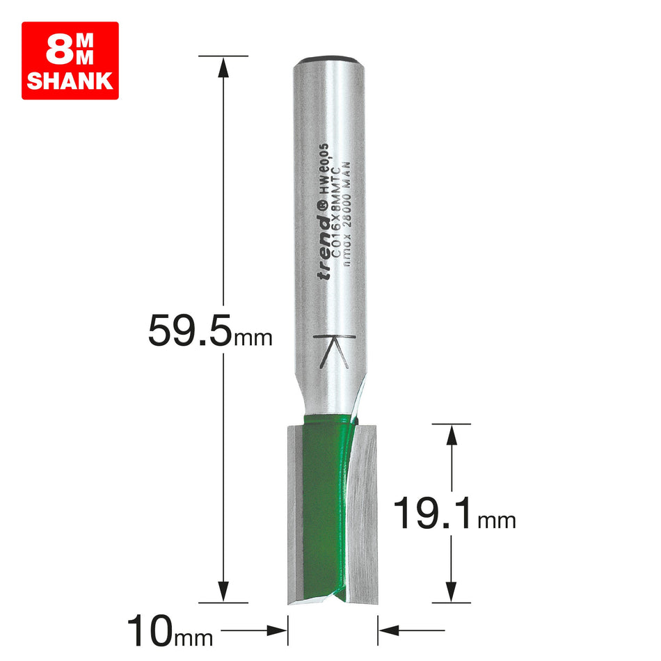 Trend Tools C016X8MMTC Two Flute Cutter 10Mm Diameter