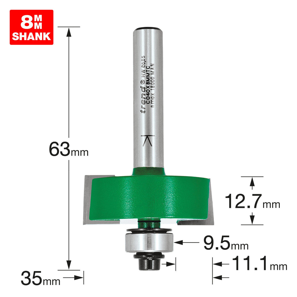 Trend Tools C040X8MMTC Self Guided Rebater 35Mm Diameter X 12.7Mm Cut