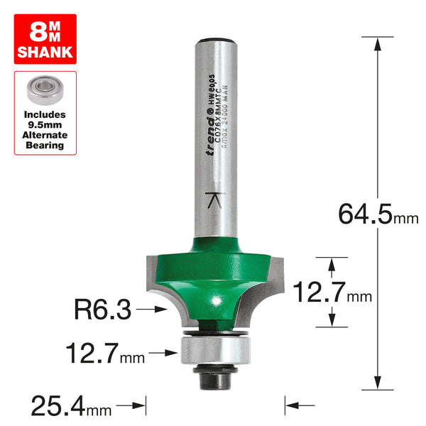 Trend Tools C076X8MMTC Rounding Over 6.3Mm Radius X 12.7Mm Cut