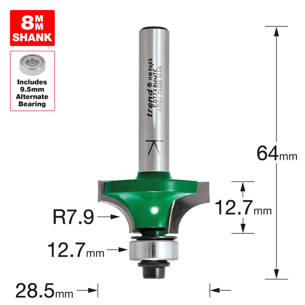 Trend Tools C077X8MMTC Rounding Over 7.9Mm Radius X 12.7Mm Cut