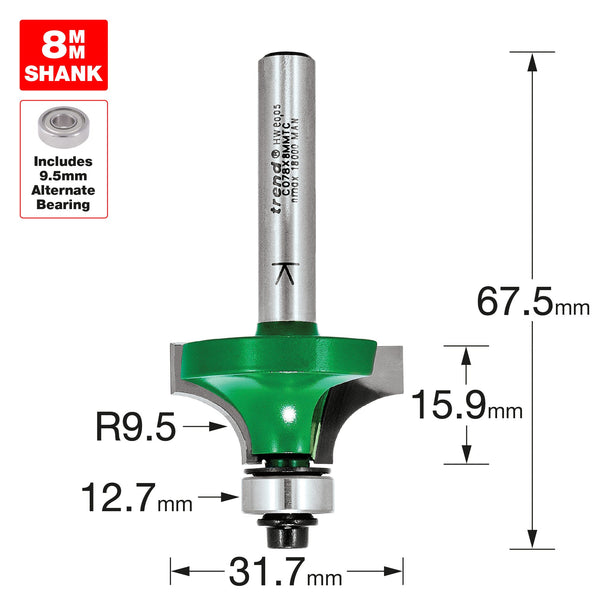 Trend Tools C078X8MMTC Rounding Over 9.5Mm Radius X 15.9Mm Cut