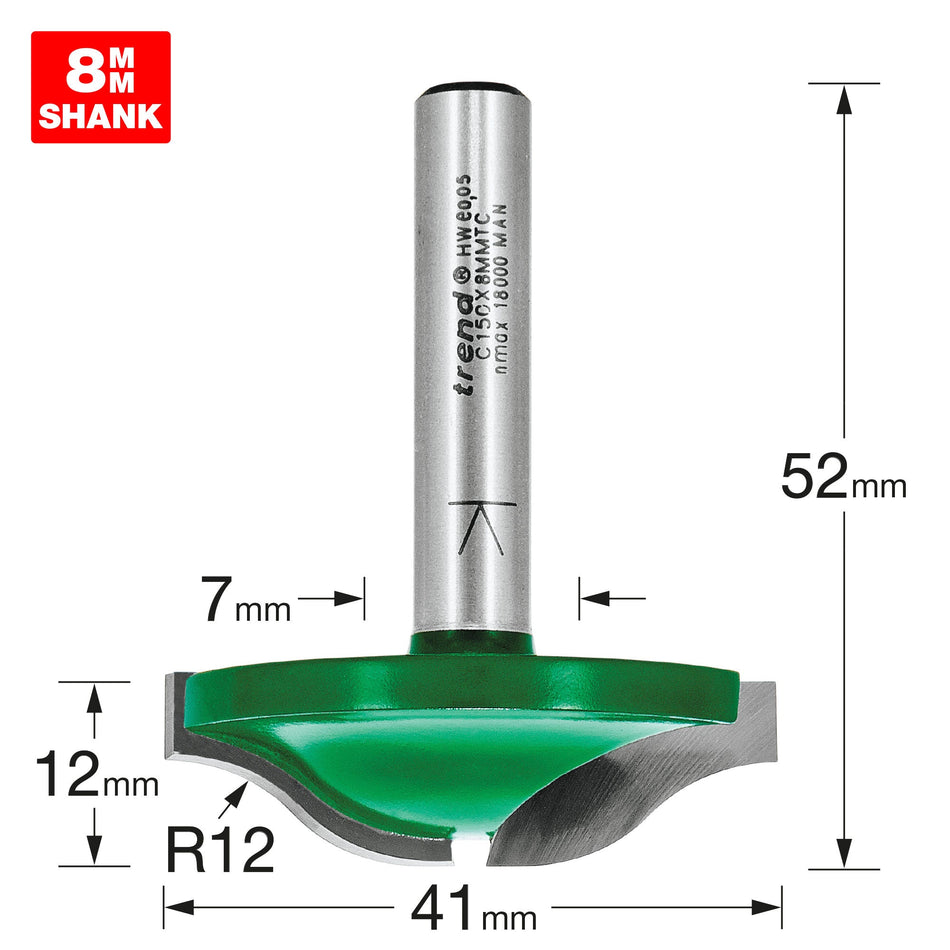 Trend Tools C150X8MMTC Raised Panel 12Mm Radius X 41Mm Diameter