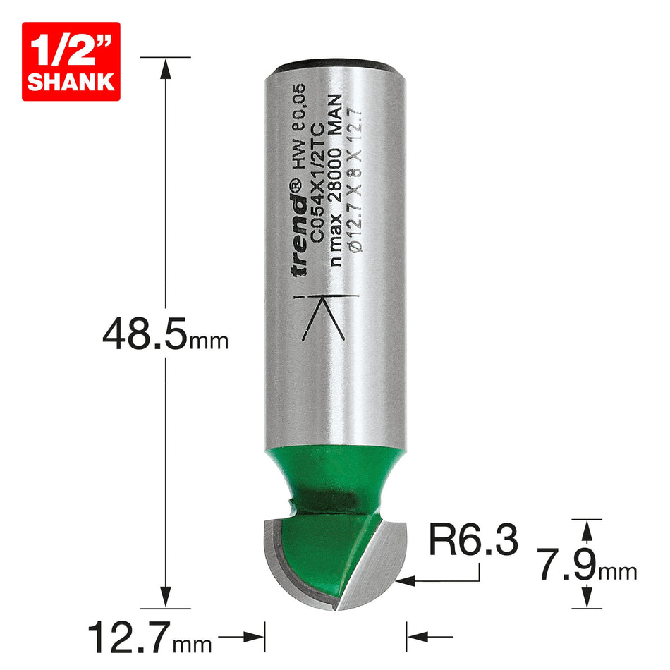 Trend Tools C054X1/2TC Cove Radius 6.35Mm X 7.9Mm Cut