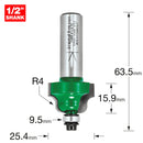 Trend Tools C086X1/2TC Guided Ogee Radius 4.0 X 15.9Mm Cut