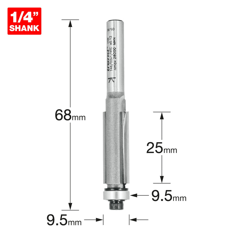 Trend Tools T46/02X1/4TC Trimming Cutter 9.5Mm Diameter
