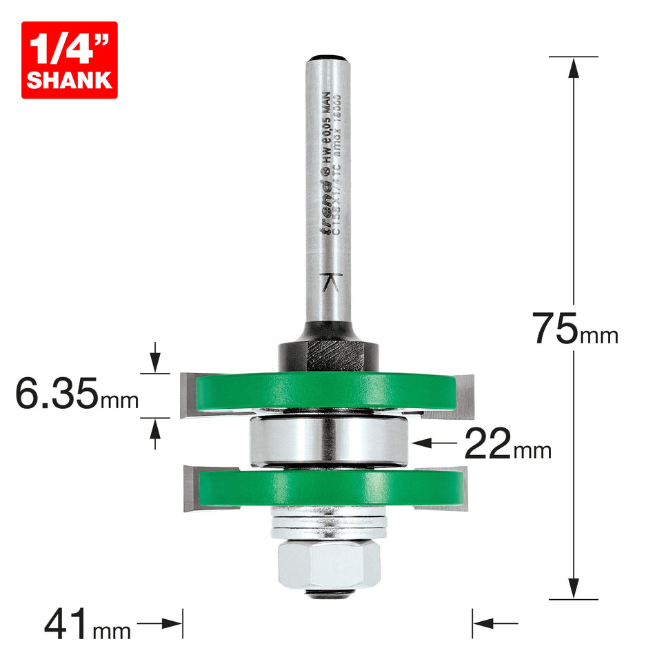 Trend Tools C158X1/4TC Tongue And Groover Set 41Mm Diameter