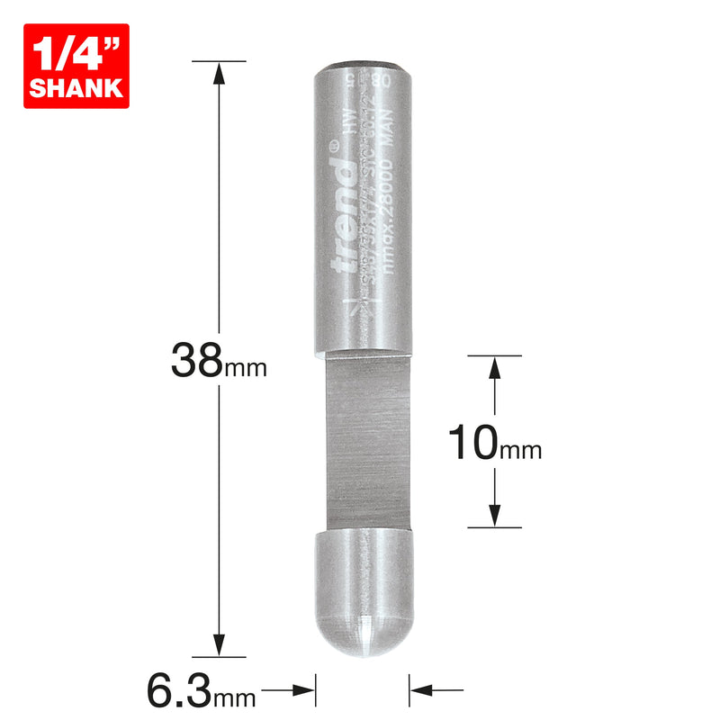 Trend Tools S48/39X1/4STC Economy Trimmer 6.3Mm Diameter 10Mm Length