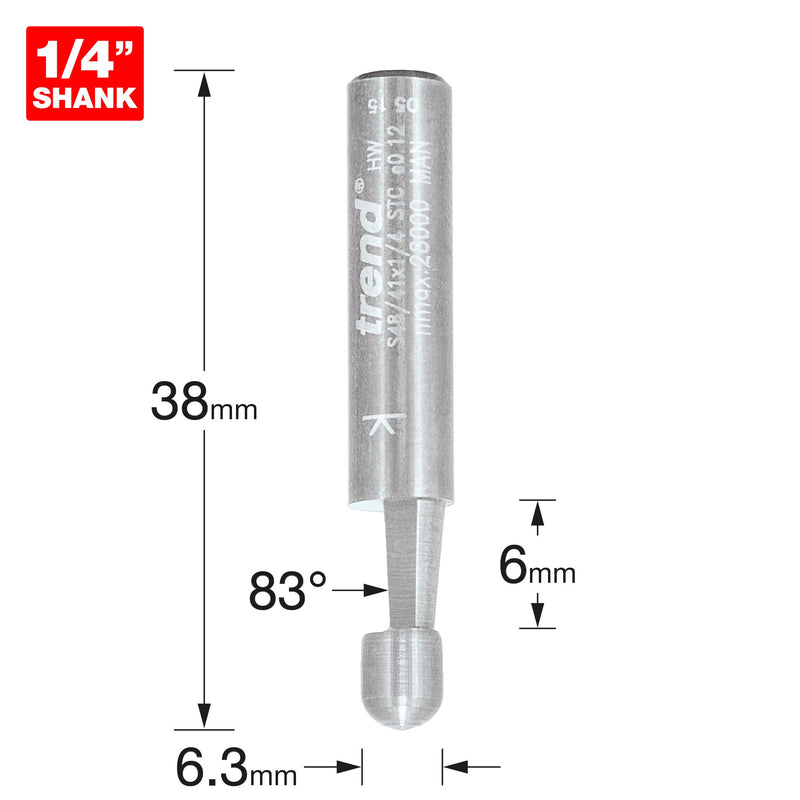 Trend Tools S48/41X1/4STC Economy Trimmer 6.3Mm Diameter 6Mm Length