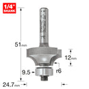 Trend Tools 46/125X1/4TC Bearing Guided Ovolo Cutter 6Mm Radius