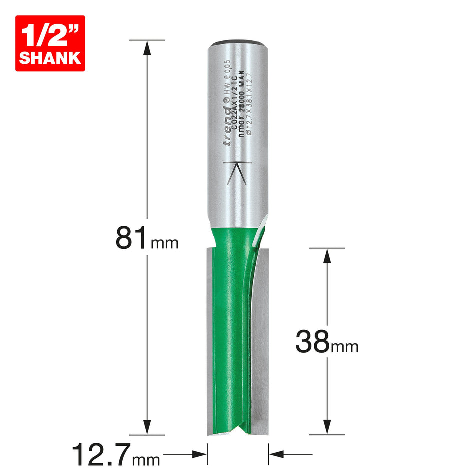 Trend Tools C022AX1/2TC Two Flute Cutter 12.7Mm Diameter