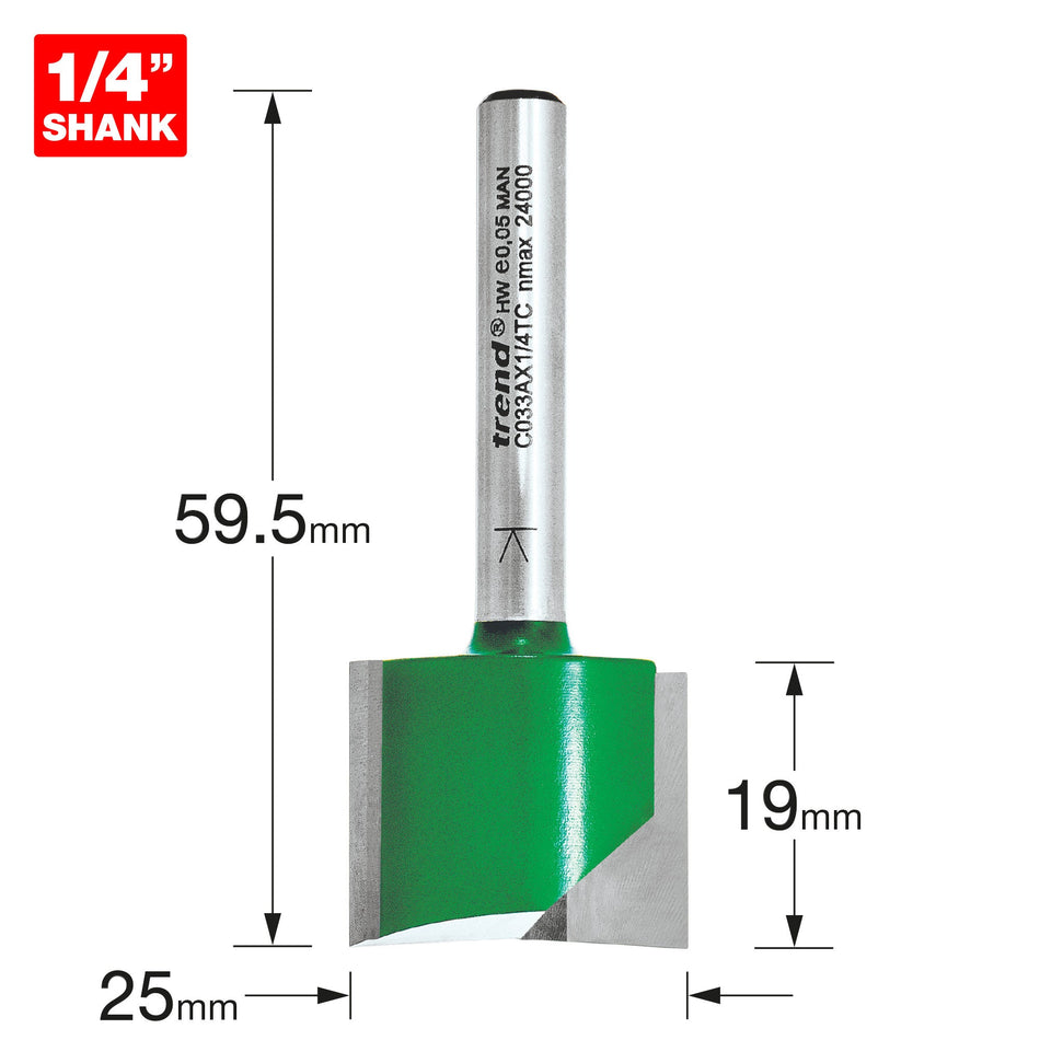 Trend Tools C033AX1/4TC Two Flute Cutter 25Mm Diameter