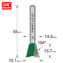 Trend Tools C163X1/4TC Dovetail 15Mm Diameter X 104 Degrees Spurs
