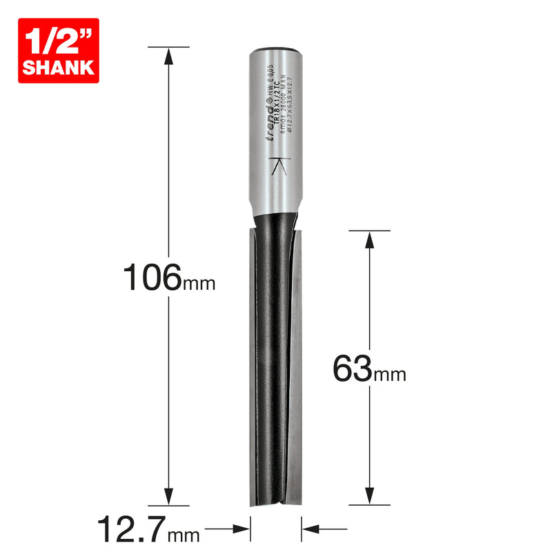 Trend Tools TR18X1/2TC Two Flute Cutter 12.7Mm Diameter