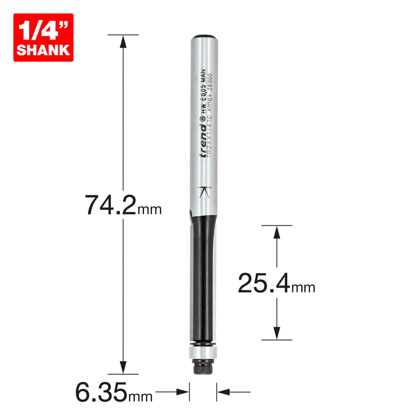 Trend Tools TR24X1/4TC Guided Trimmer 6.3Mm Diameter X 25.4