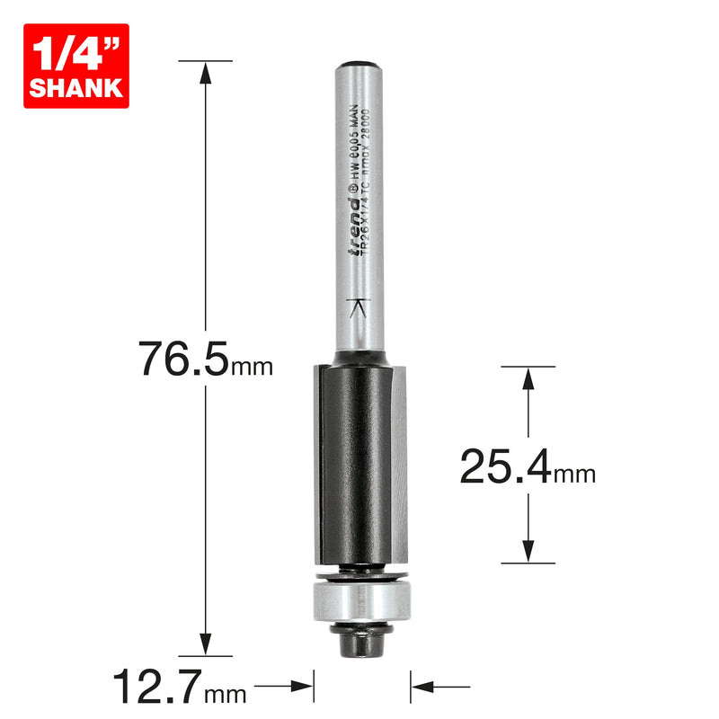 Trend Tools TR26X1/4TC Guided Trimmer 12.7Mm Diameter X 25.4