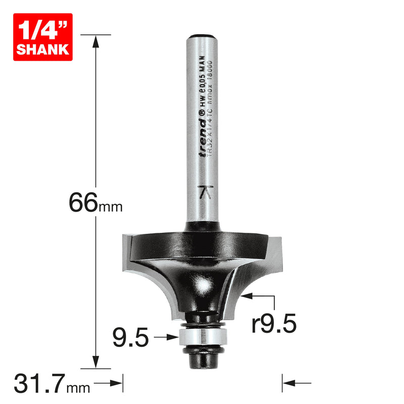 Trend Tools TR32X1/4TC Guided Ovolo Over 9.5Mm Radius