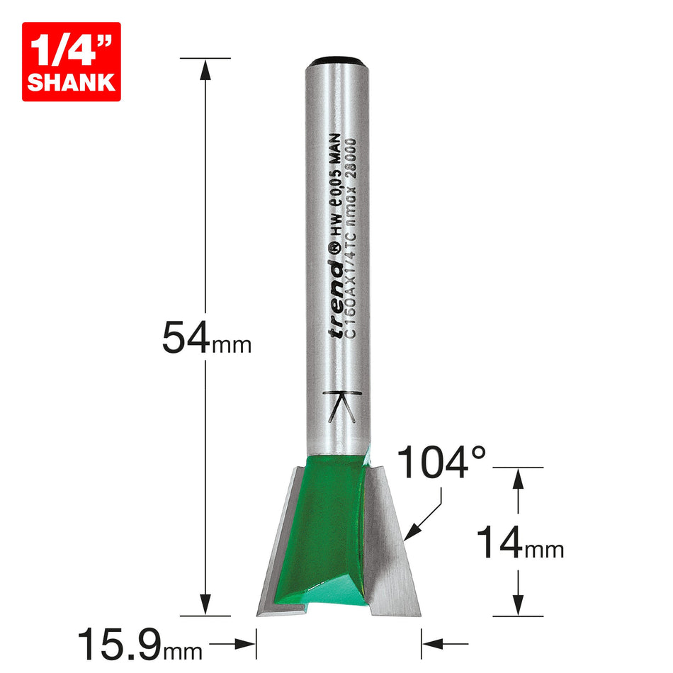 Trend Tools C160AX1/4TC Dovetail 15.9Mm Diameter X 104 Degrees