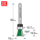 Trend Tools C162AX1/4TC Dovetail 15Mm Diameter X 104 Degrees Guided