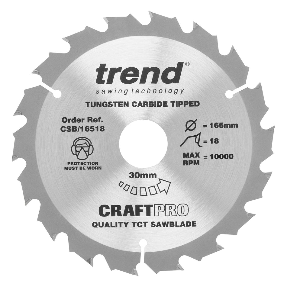 Trend Tools CSB/16518 Trend Wood Circular Saw Blade 165Mm X 30Mm X 18T