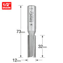 Trend Tools 3/74X1/2TC Two Flute Cutter 12Mm Diameter