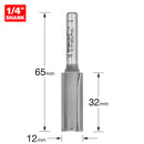 Trend Tools 3/74X1/4TC Two Flute Cutter 12Mm Diameter