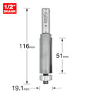 Trend Tools 46/212X1/2TC Guided Trimmer 19.1Mm Diameter 50Mm Length