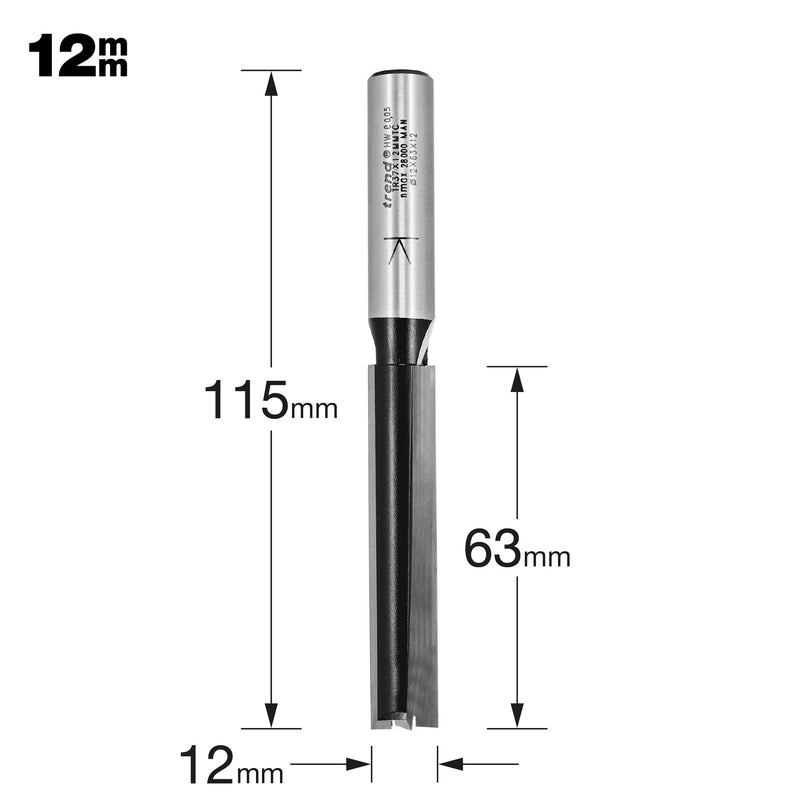 Trend Tools TR37X12MMTC Straight 12Mm Diameter X 63Mm X 115Mm Ol
