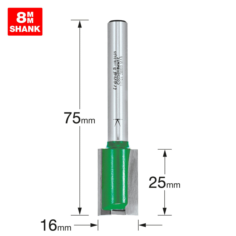 Trend Tools C025BX8MMTC Two Flute Cutter 16Mm Diameter