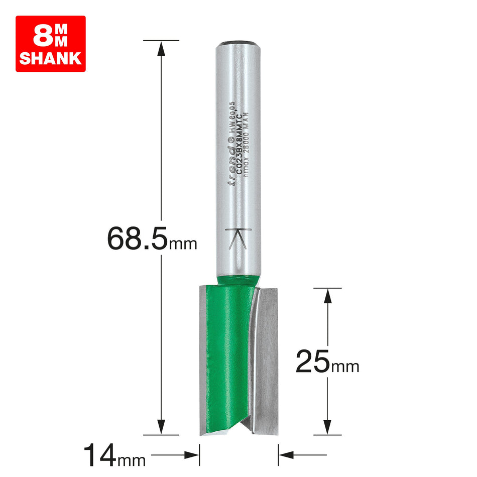 Trend Tools C023BX8MMTC Two Flute Cutter 14.0Mm Diameter