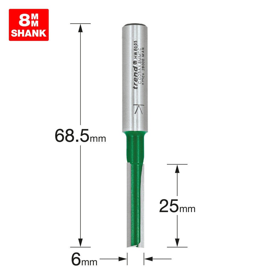 Trend Tools C005AX8MMTC Two Flute Cutter 6Mm Diameter