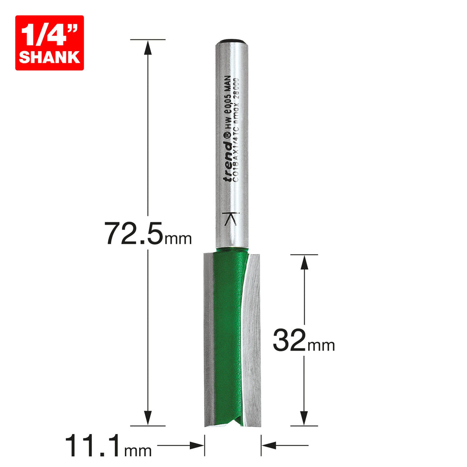 Trend Tools C018AX1/4TC Two Flute Cutter 11.1Mm Diameter