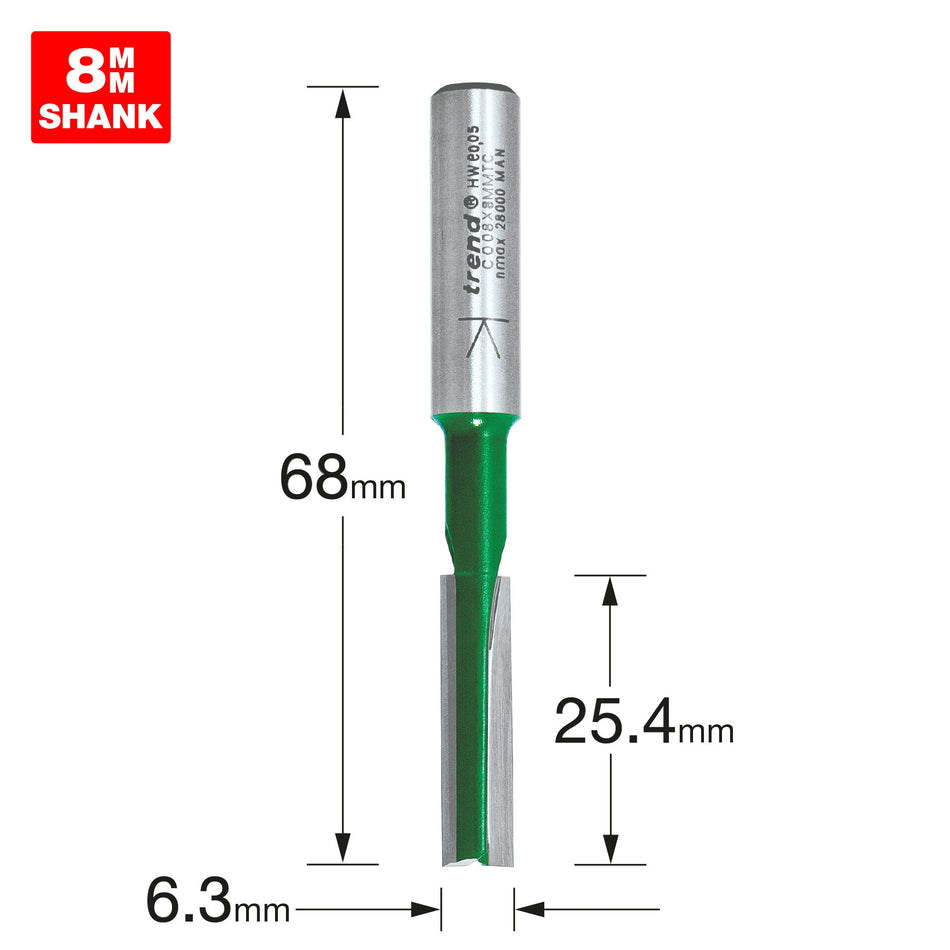 Trend Tools C008X8MMTC Two Flute Cutter 6.3Mm Diameter