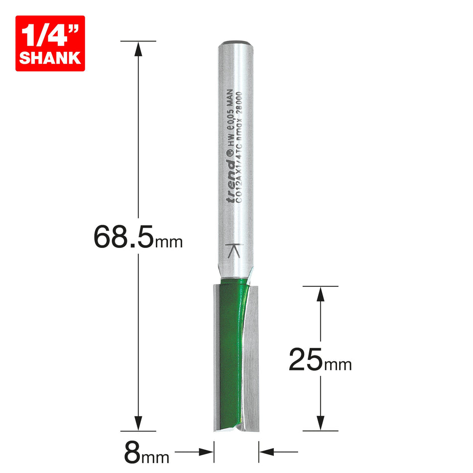 Trend Tools C012AX1/4TC Two Flute Cutter 8.0Mm Diameter