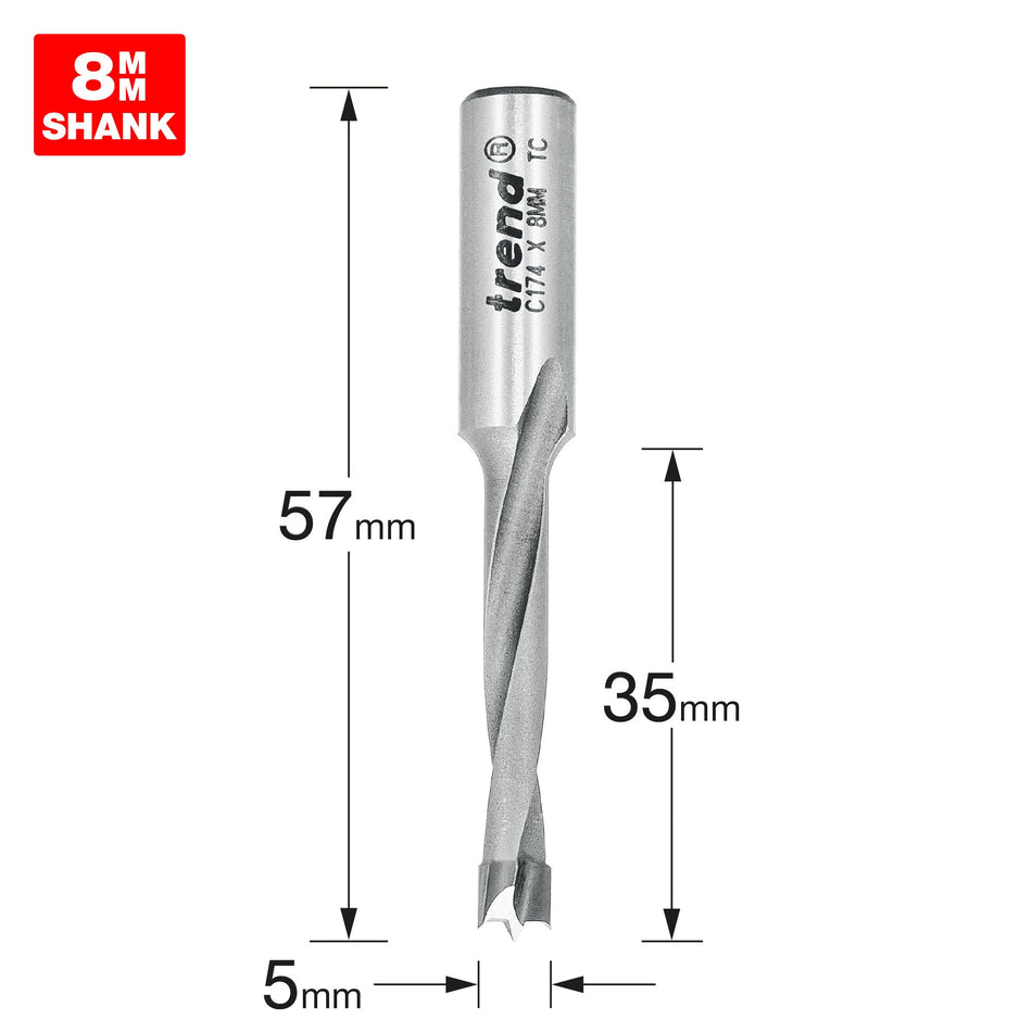 Trend Tools C174X8MMTC Dowel Drill 5Mm X 35Mm Cut