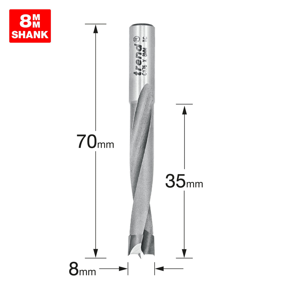 Trend Tools C176X8MMTC Dowel Drill 8Mm X 35Mm Cut