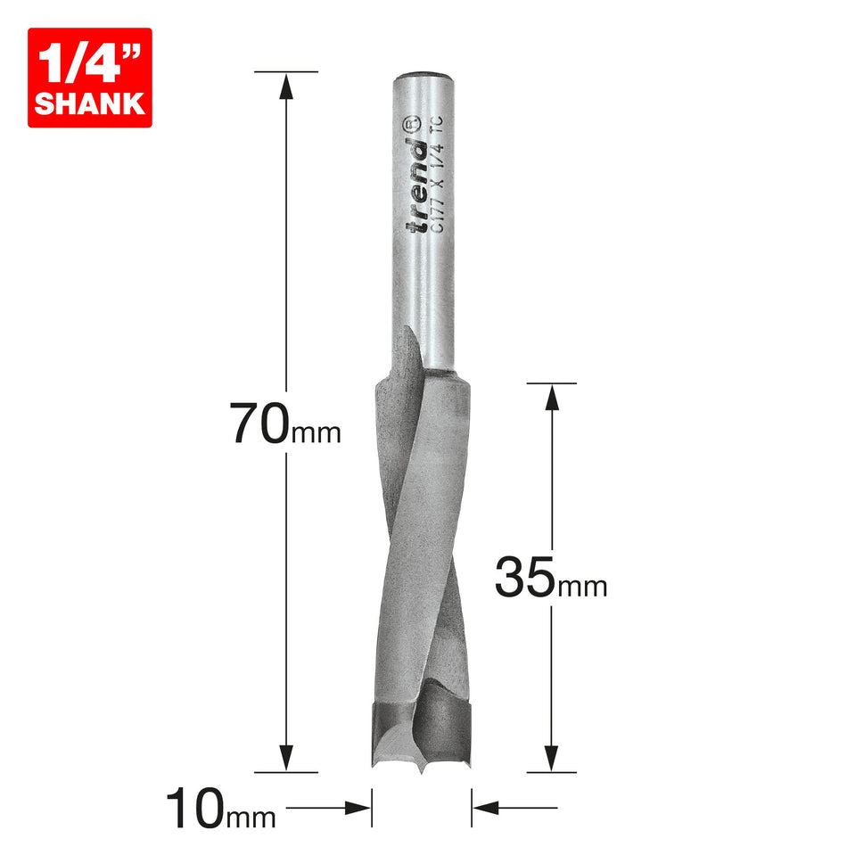 Trend Tools C177X1/4TC Dowel Drill 10Mm Diameter X 35Mm