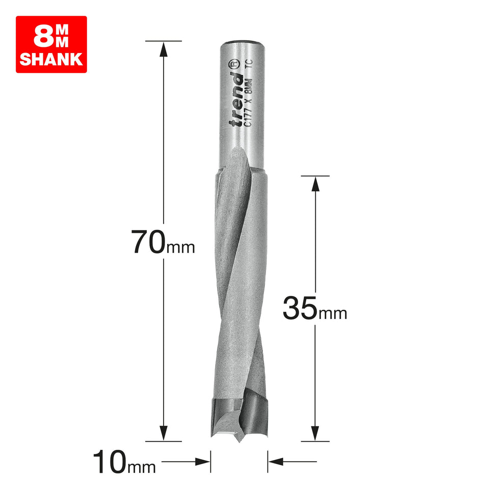 Trend Tools C177X8MMTC Dowel Drill 10Mm Diameter X 35Mm