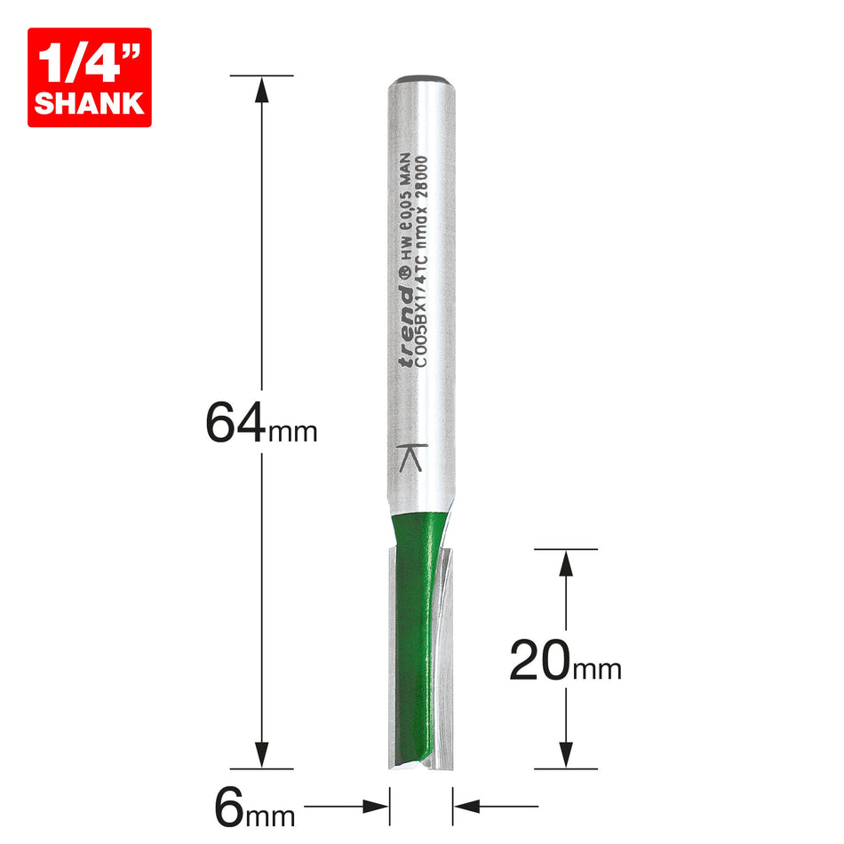 Trend Tools C005BX1/4TC Two Flute Cutter 6.0Mm Diameter