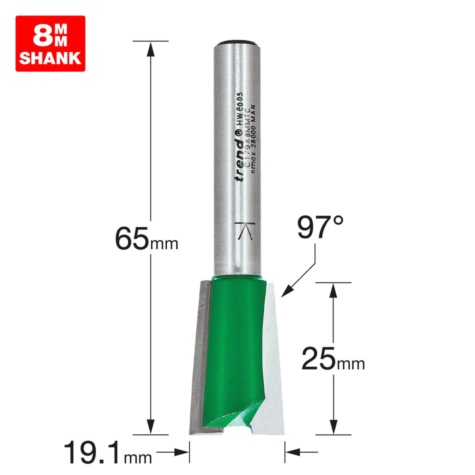 Trend Tools C179X8MMTC Dovetail 19.1Mm X 97 Degrees X 25Mm Cut