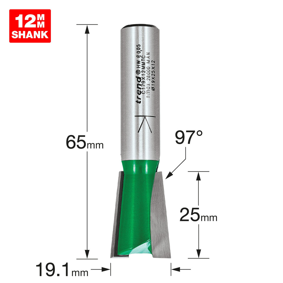 Trend Tools C179X12MMTC Dovetail 19.1Mm X 97 Degrees X 25Mm Cut