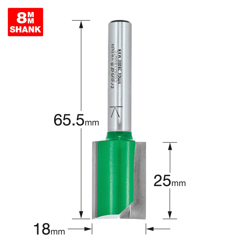 Trend Tools C028AX8MMTC Two Flute Cutter 18.0Mm Diameter