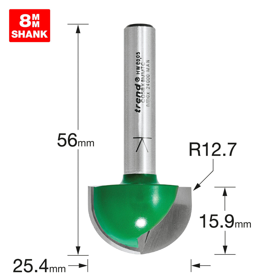 Trend Tools C058X8MMTC Radius 12.7Mm Radius X 25.4Mm Diameter