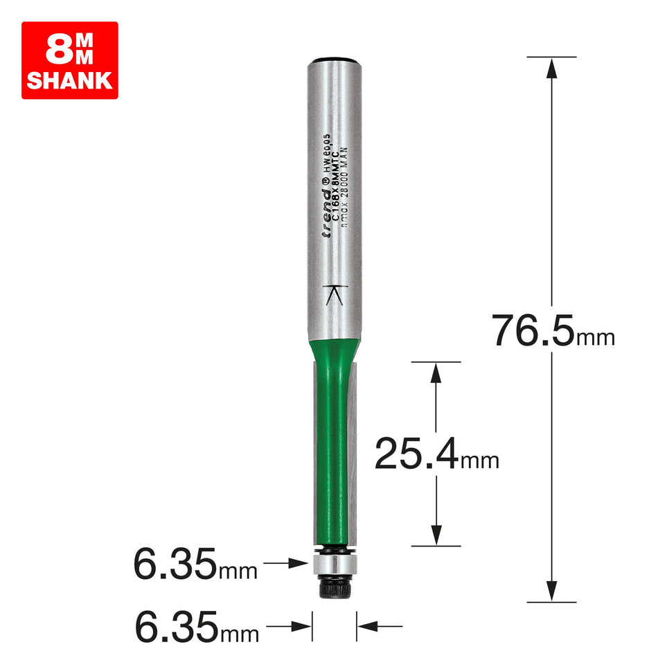 Trend Tools C168X8MMTC Guided Trimmer 6.35Mm Diameter X 25.4Mm