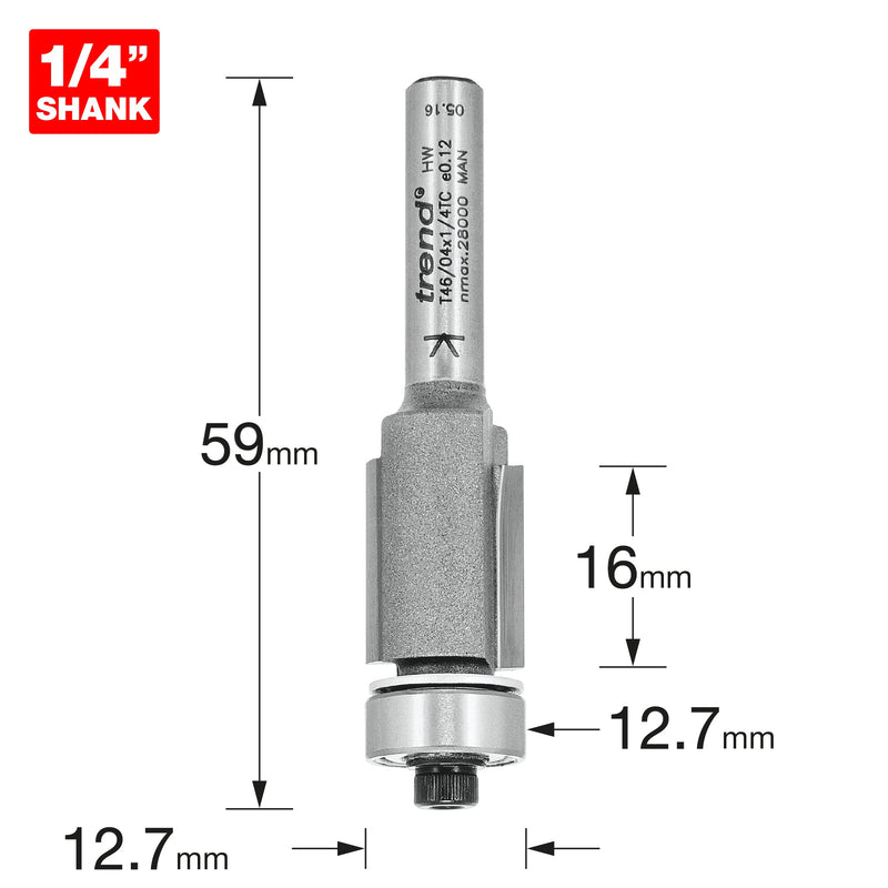 Trend Tools T46/04X1/4TC Trimming Cutter 12.7Mm Diameter